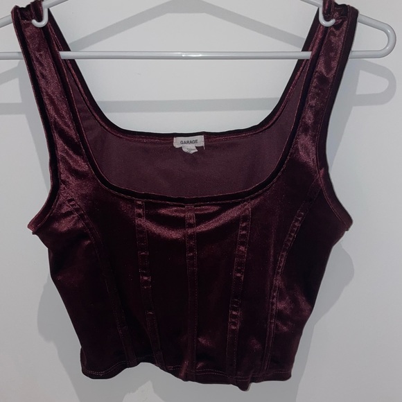 Garage Red Velvet Corset-style Crop top. Size: Small - Picture 4 of 6